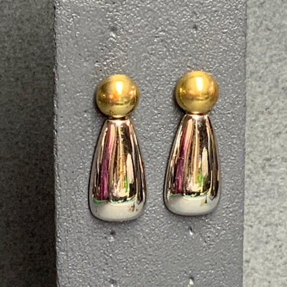 Drop Dangle Pierced Earrings 2 In As Is Gold Silver Classic Vintage Retro Glam - Picture 1 of 5